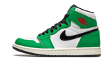 Air Jordan 1 Retro High Lucky Green sneaker with white, green, and black leather.