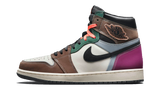Air Jordan 1 Retro High OG Craft cipő barna, zöld, lila és kék színű panelekkel.