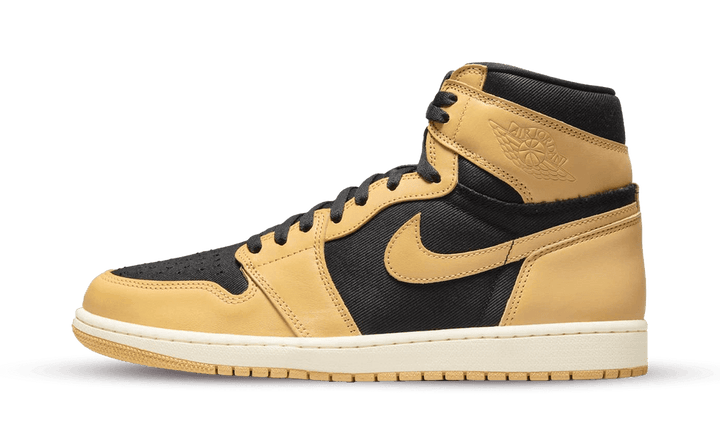 Air Jordan 1 Retro High OG Heirloom sneaker in tan and black.
