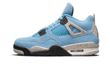 Air Jordan 4 Retro University Blue sneaker with blue suede and mesh.