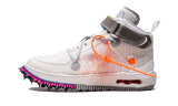 Nike Air Force 1 Mid Off-White fehér hálós felsőrésszel és narancssárga zip tie-val.