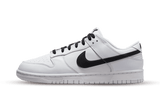 Nike Dunk Low Reverse Panda fehér cipő fekete Swoosh-szal.